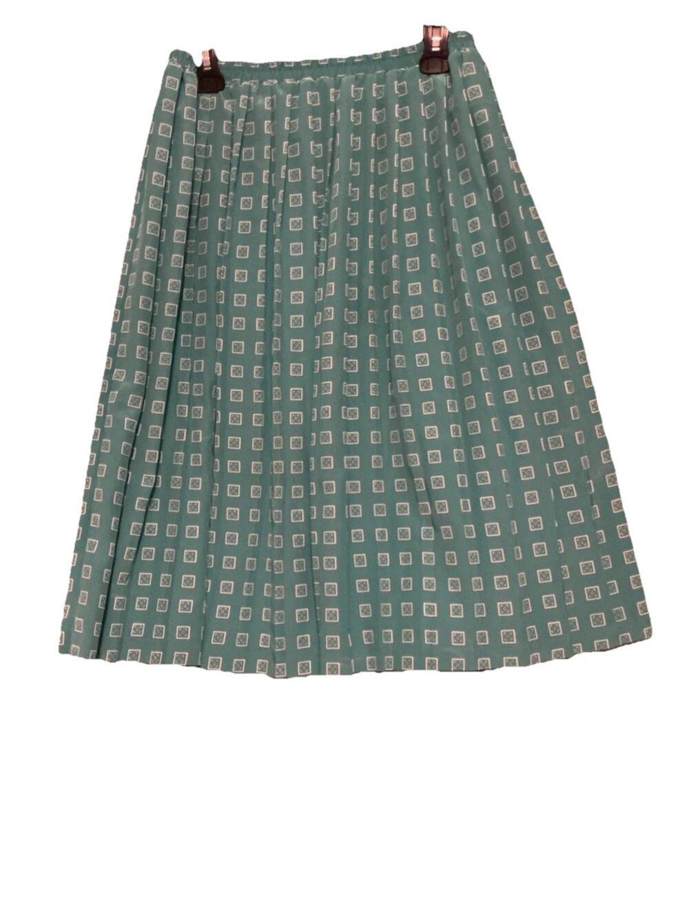 VTG Leslie Fay Skirt 12 P Geometric Print All Over Pleating A Line Silhouette